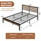 Rustic Brown Platform Bed Metal Frame with Charging Station and Storage Headboard
